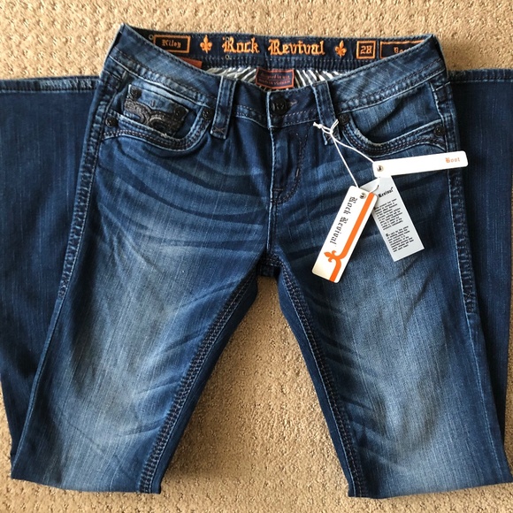 ROCK REVIVAL RILEY JEANS, SIZE 28, BOOTCUT, DESIGNER JEANS NEW WITH TAGS - Picture 3 of 16